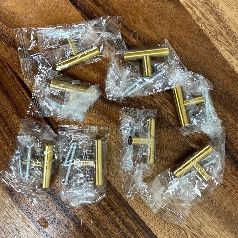 8 Pack Gold Cabinet Handles T Bar Hardware 2inch Dresser Pulls Drawer Knobs NEW